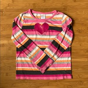 Striped Heart Long Sleeve Top